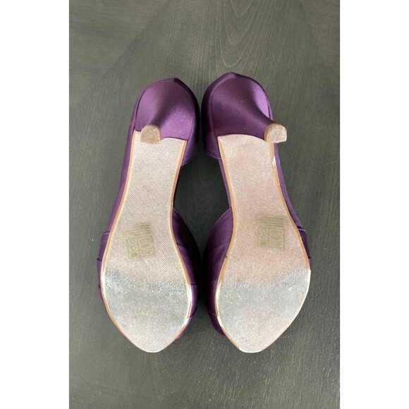 David’s Bridal Purple Satin Peep Toe Heels with Bow Size 8.5 Special Occasion - Picture 5 of 6